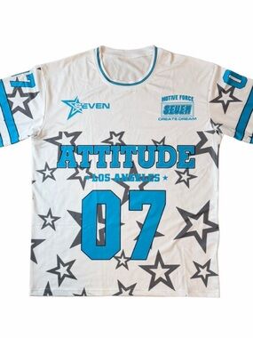 Y2K Cyber Star Print Jersey Oversized Los Angeles Attitude Streetwear Small
